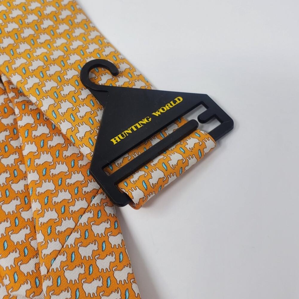 Hunting World Orange and tan Rhinoceros 100% Silk tie - Picture 4 of 9